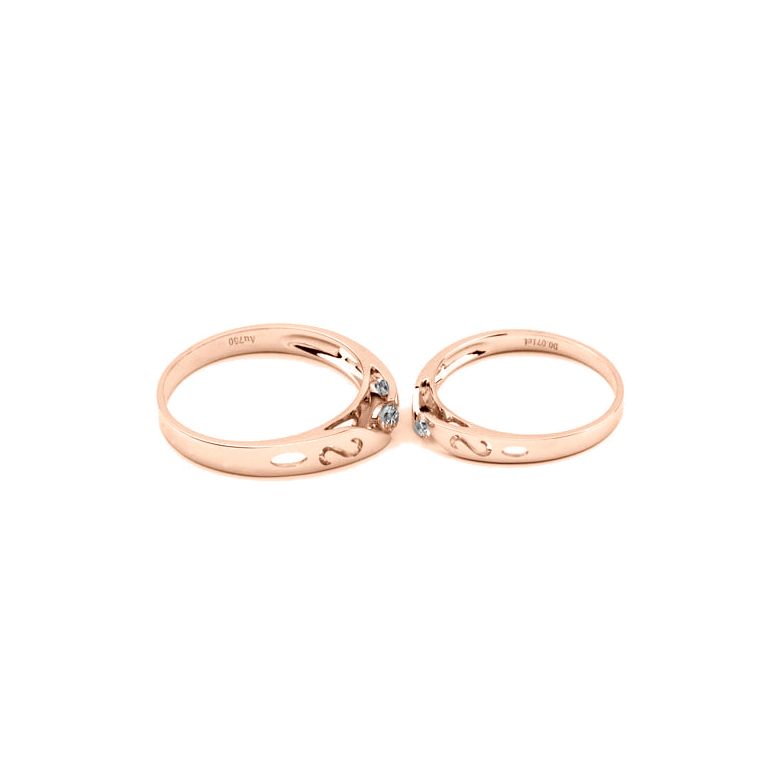 Fedi Nuziali Monroe & Crépuscule - Oro Rosa e Diamante Solitario - 4