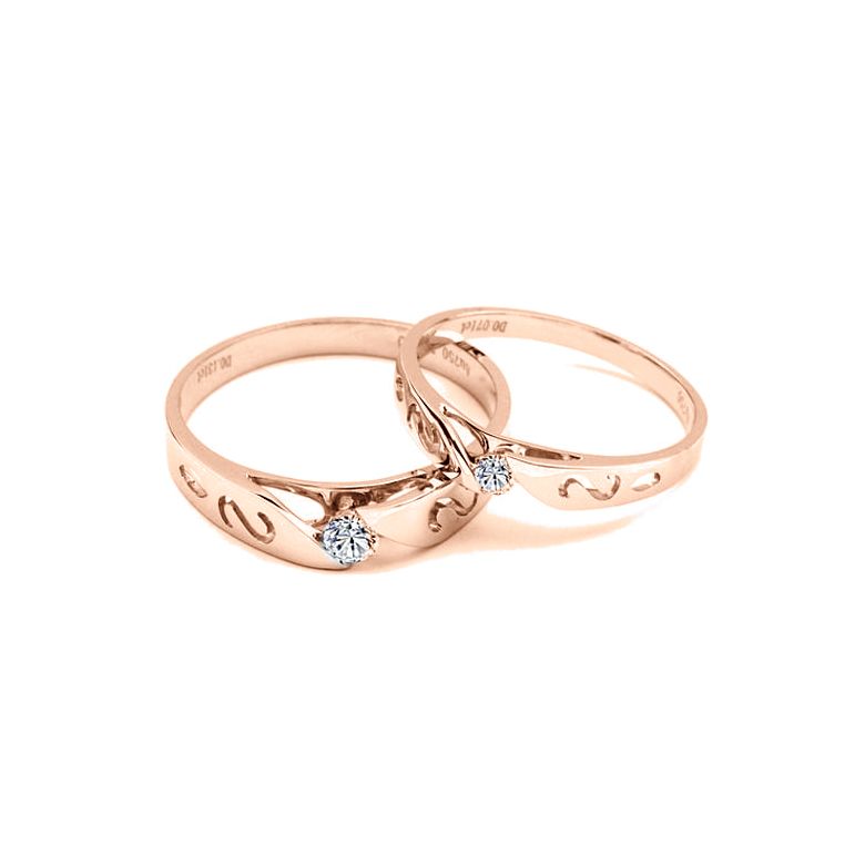 Fedi Nuziali Monroe & Crépuscule - Oro Rosa e Diamante Solitario - 5