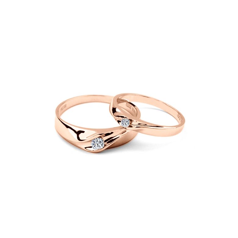 Coppia di Fedi Nuziali Gaynor & Distel da Uomo e Donna - Oro Rosa - 2