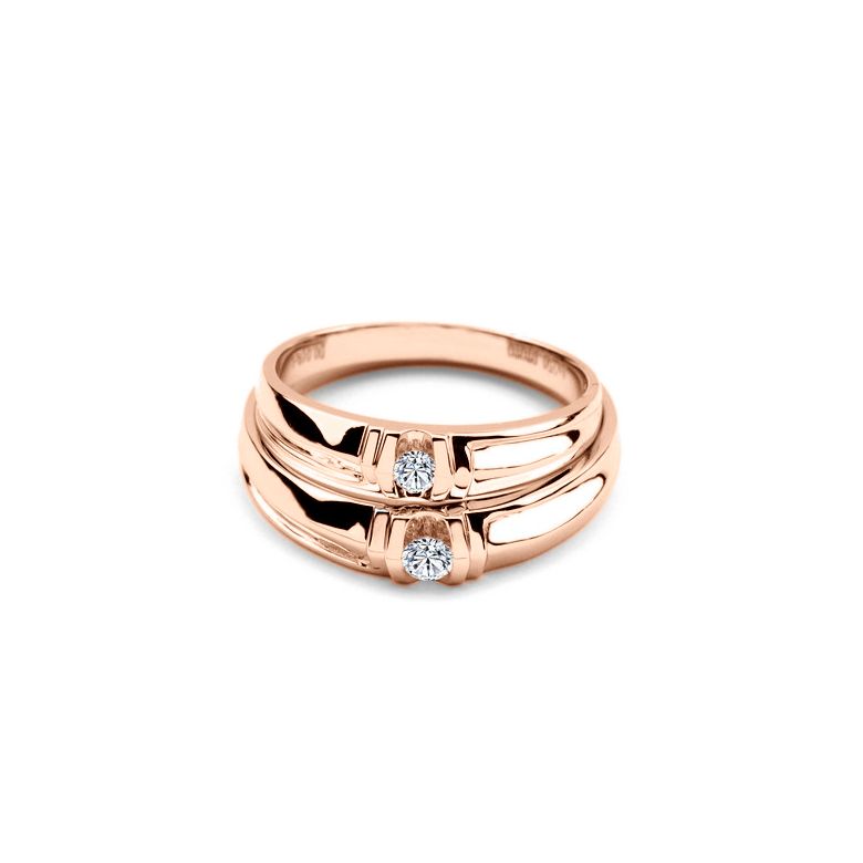 Fedi Nuziali Constance & Schubert - Oro Rosa e Diamante - 2