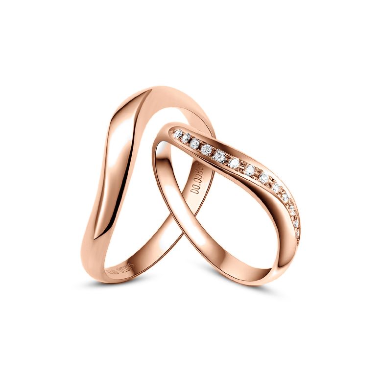 Fedi Nuziali Garance & Ginger - Anelli Oro Rosa & Diamanti - 1