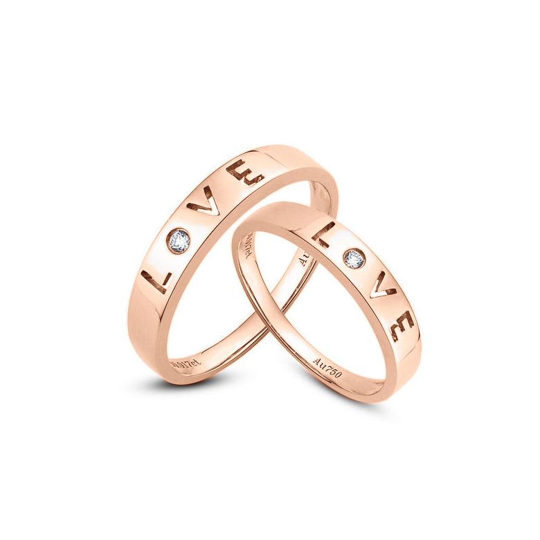Fedi Nuziali Love for Ever & Essential - Oro Rosa e Diamante - 1