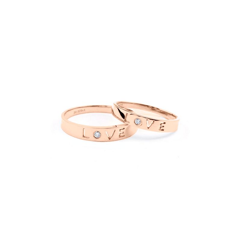Fedi Nuziali Love for Ever & Essential - Oro Rosa e Diamante - 2