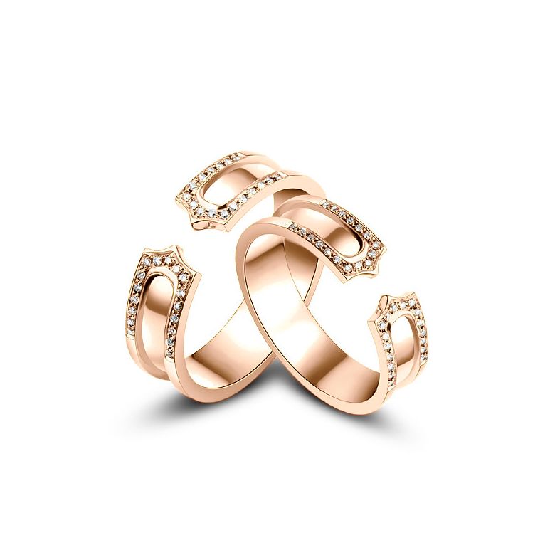 Fedi Nuziali Otsara & Sinatra  - Oro Rosa 18kt, Diamanti - 1