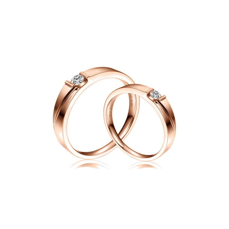 Coppia di Fedi Nuziali Clair De Lune & Barbey - Oro Rosa, Diamante - 1