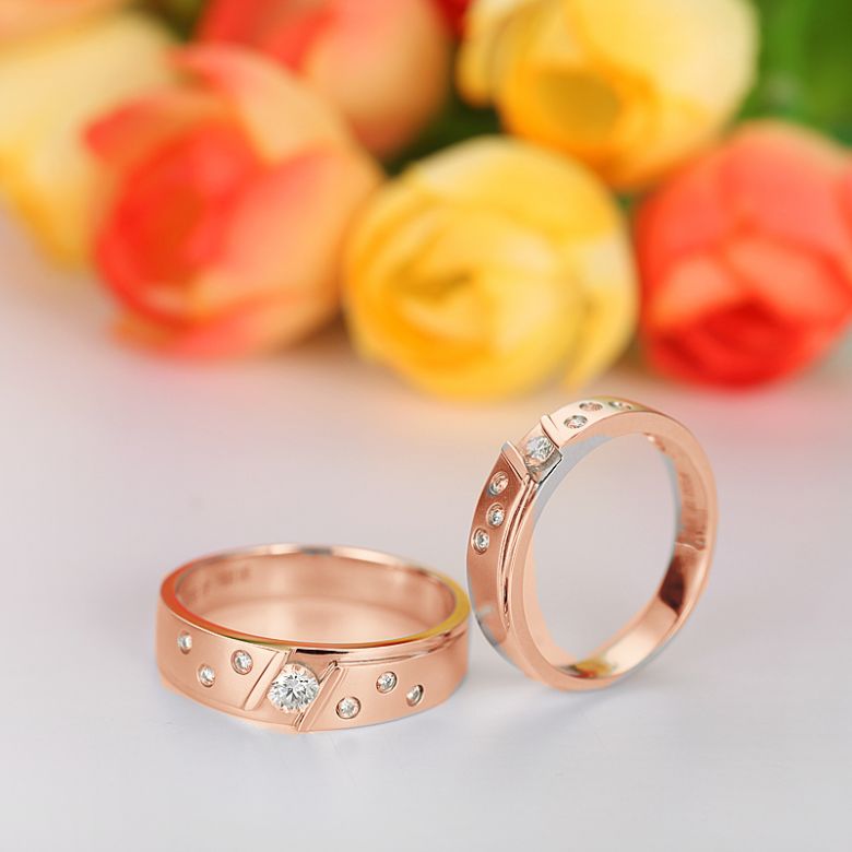 Fedi Nuziali Yasmina & Stern - Oro Rosa, Diamanti - 3
