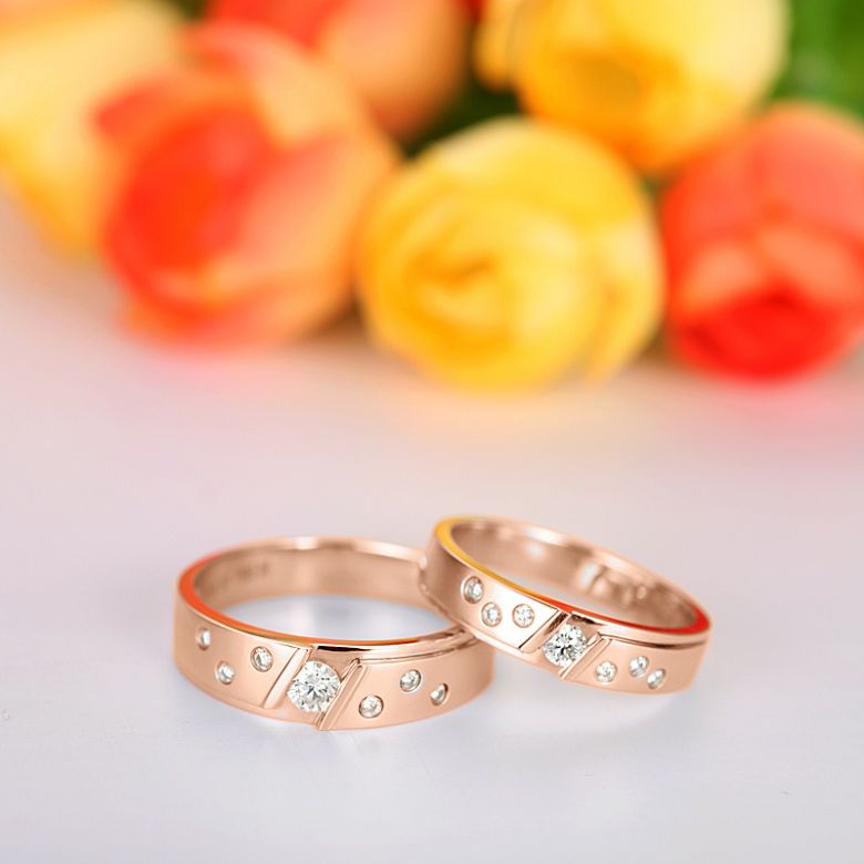 Fedi Nuziali Yasmina & Stern - Oro Rosa, Diamanti - 4