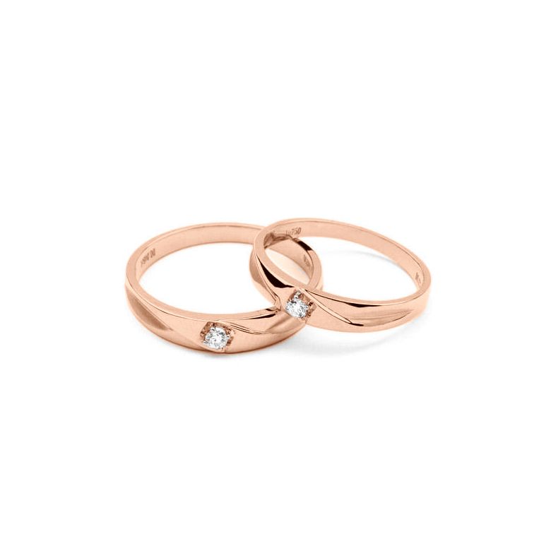 Coppia di Fedi Nuziali Nerys & Astaire - Oro Rosa e Diamante - 2