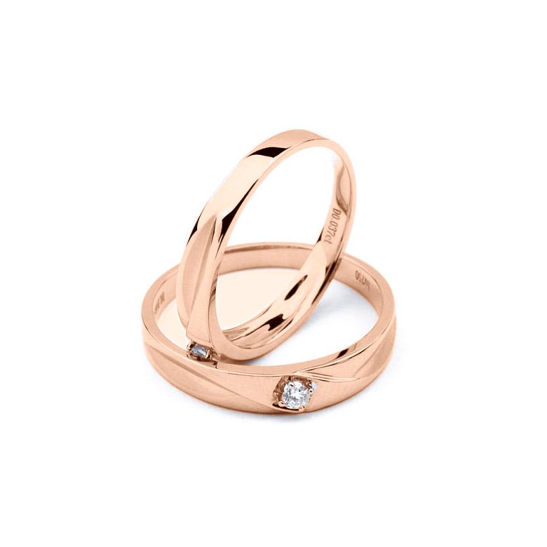 Coppia di Fedi Nuziali Nerys & Astaire - Oro Rosa e Diamante - 3