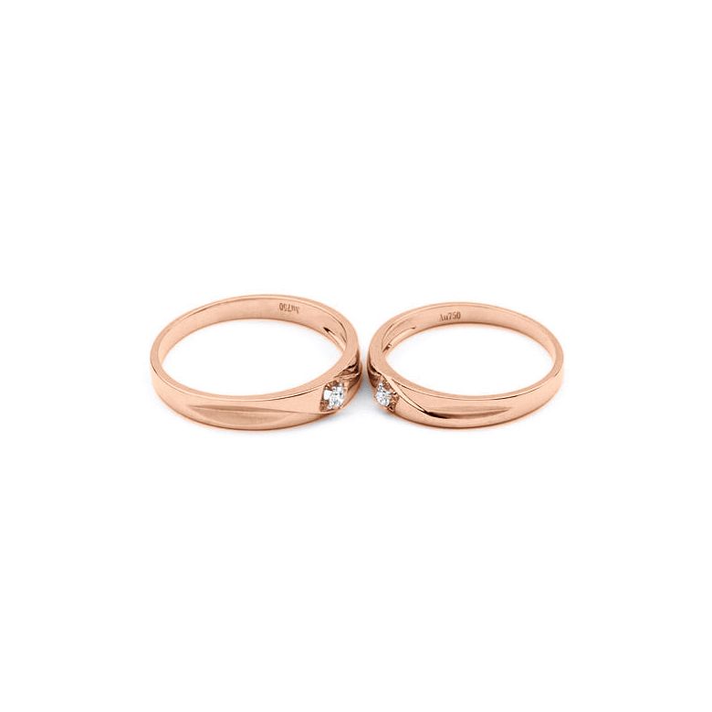 Coppia di Fedi Nuziali Nerys & Astaire - Oro Rosa e Diamante - 4