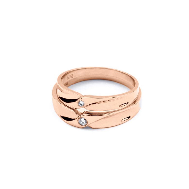 Fedi Nuziali Charlene & Trevor - Oro Rosa e Diamante - 2
