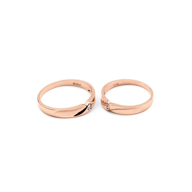 Fedi Nuziali Charlene & Trevor - Oro Rosa e Diamante - 4