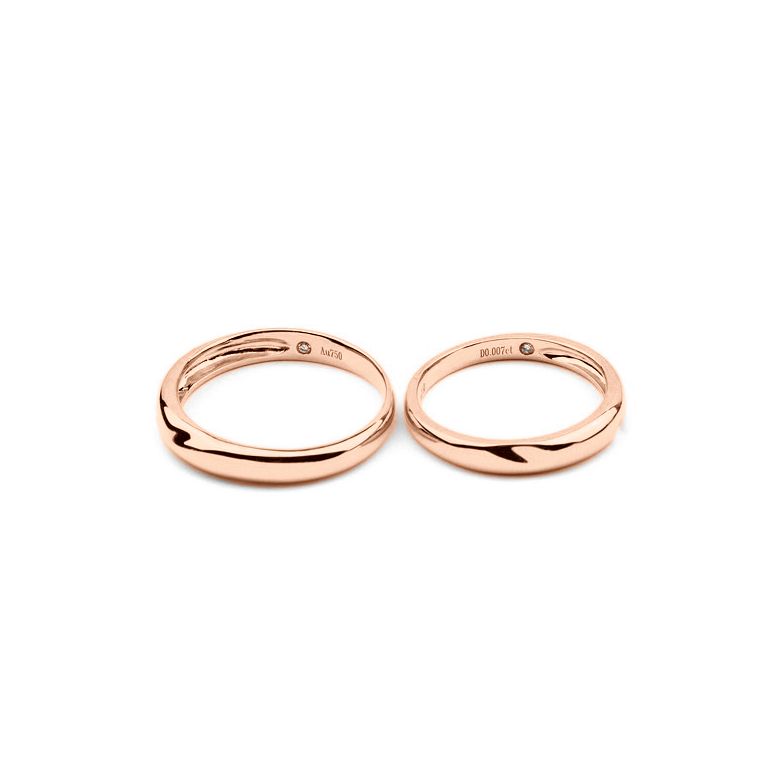 Fedi Nuziali Garance & Jules - Fedine in Oro Rosa e Diamante - 4