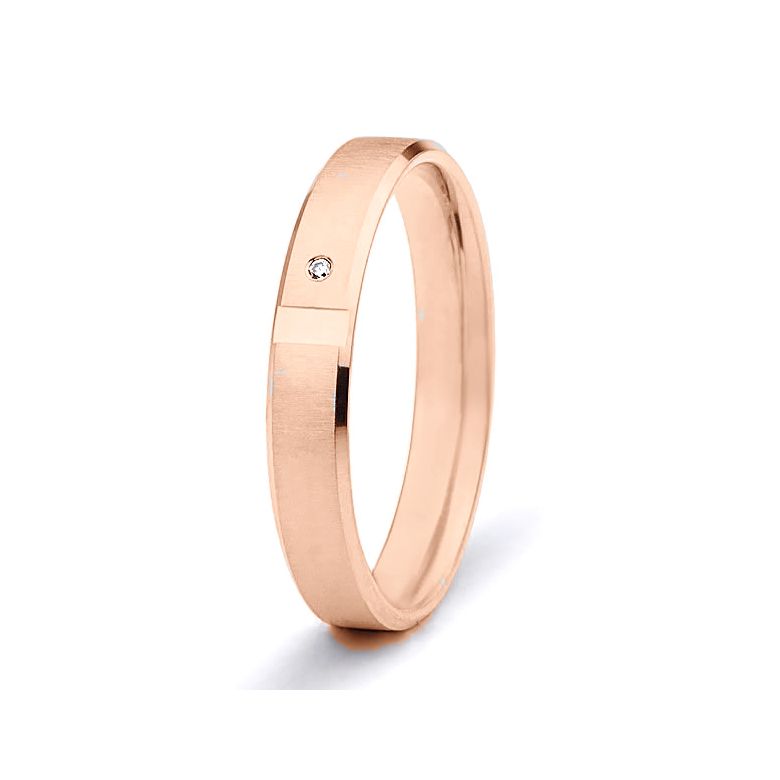 Fede nuziale donna. Oro rosa 18ct e diamanti | Bleuzenn - 1