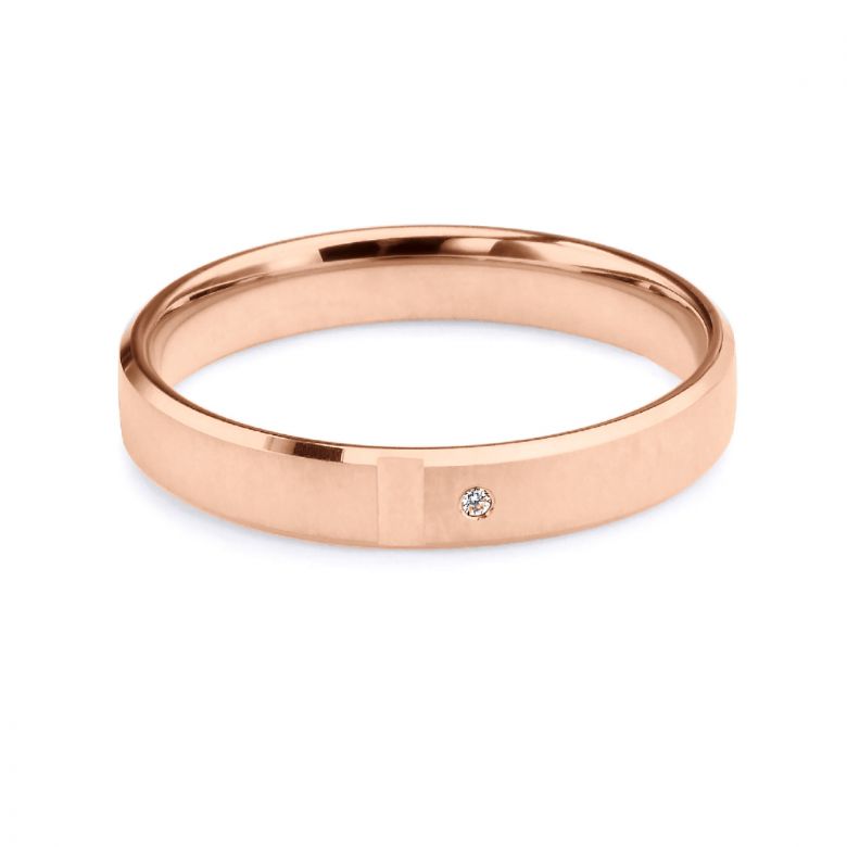 Fede nuziale donna. Oro rosa 18ct e diamanti | Bleuzenn - 3