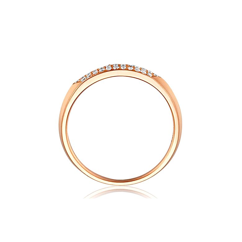 Fede Nuziale da Donna Louise - Oro Rosa & Fascia Diamanti - 5