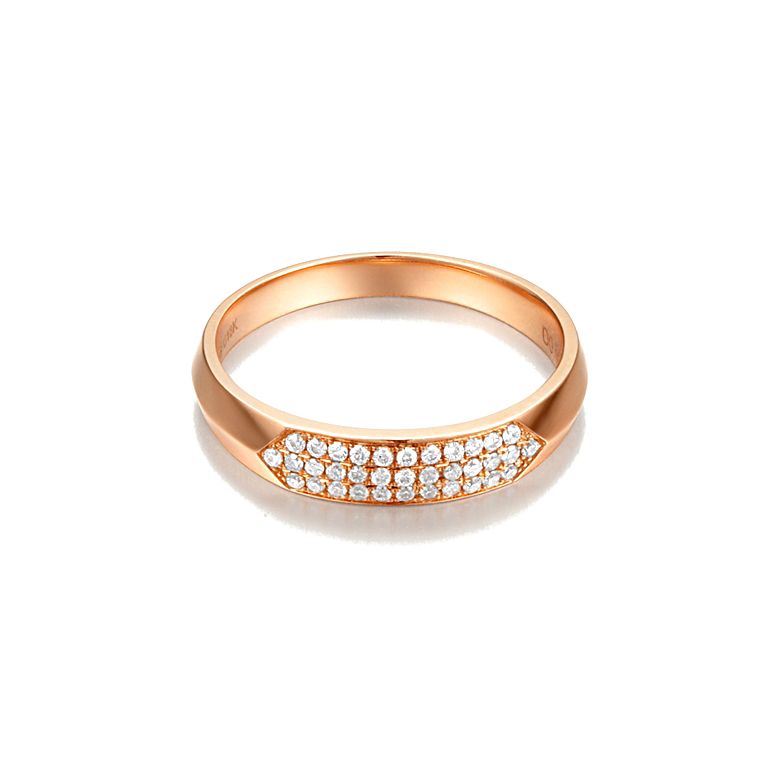 Fede Nuziale da Donna Louise - Oro Rosa & Fascia Diamanti - 2