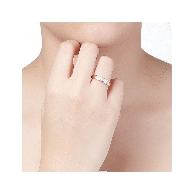 Fede Nuziale da Donna Louise - Oro Rosa & Fascia Diamanti - 4