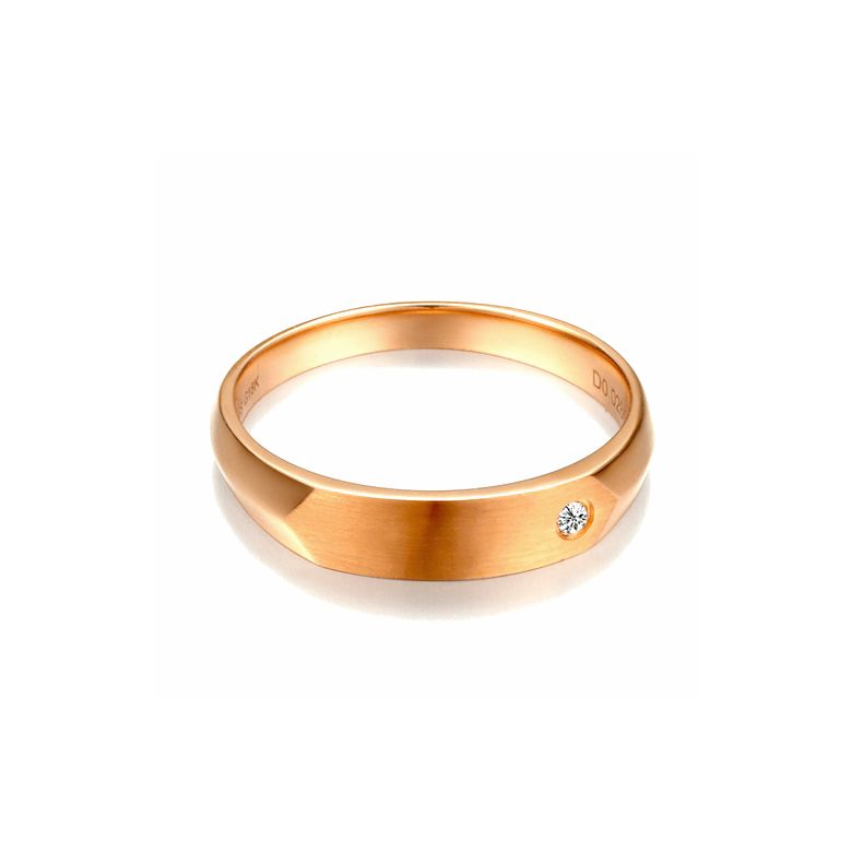 Fede Nuziale da Uomo Gabriel - Oro Rosa & Diamante Interno - 2