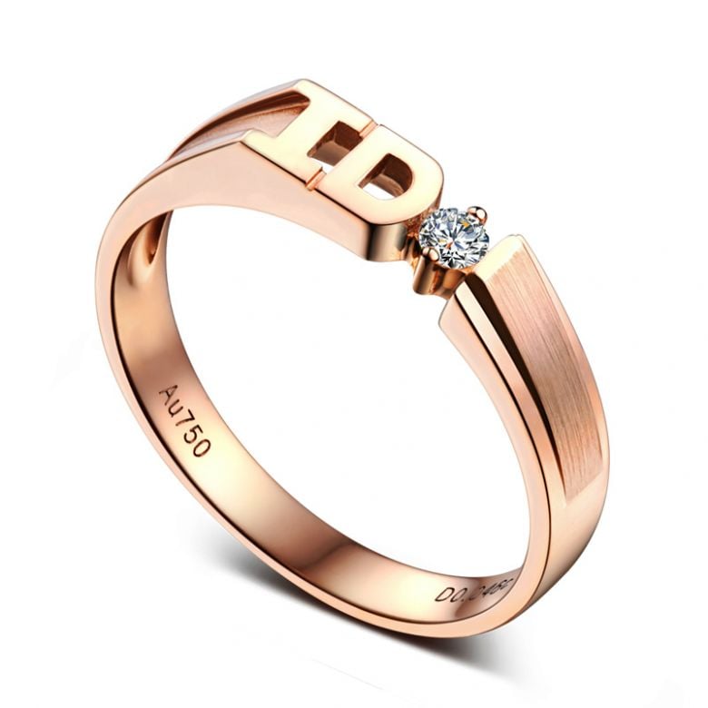 Fede Nuziale I Do - Anello Da Donna in Oro Rosa e Diamante - 1
