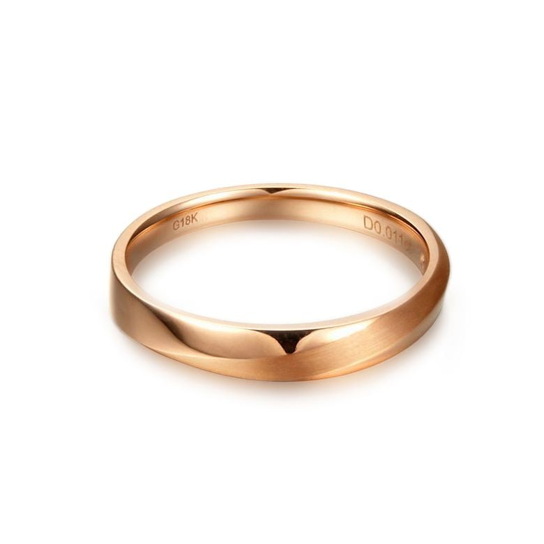 Fede Nuziale da Uomo Quinto - Oro Rosa e Diamante Interno - 4