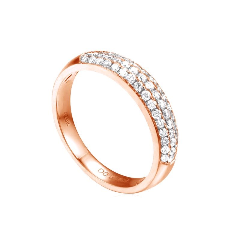 Fede Nuziale Bombata Adriana - Oro Rosa 18kt & Diamanti - 1