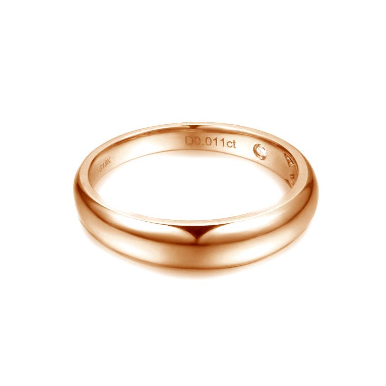 Fede Nuziale Bombata Corey - Anello Uomo Oro Rosa 18kt & Diamante - 3