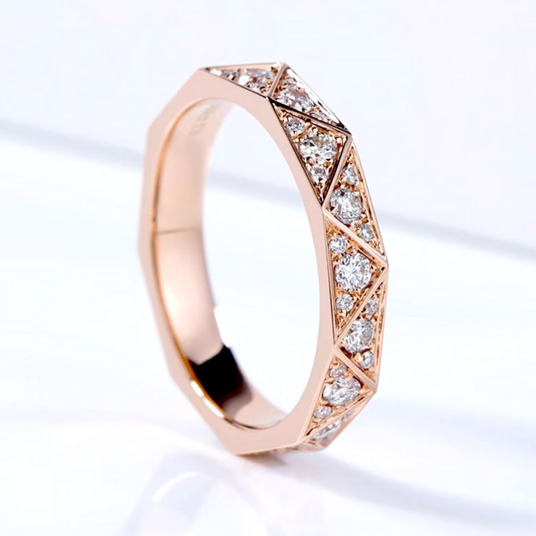 Fede nuziale Triangulaire Oro Rosa 18 carati Diamanti | Gemperles - 1