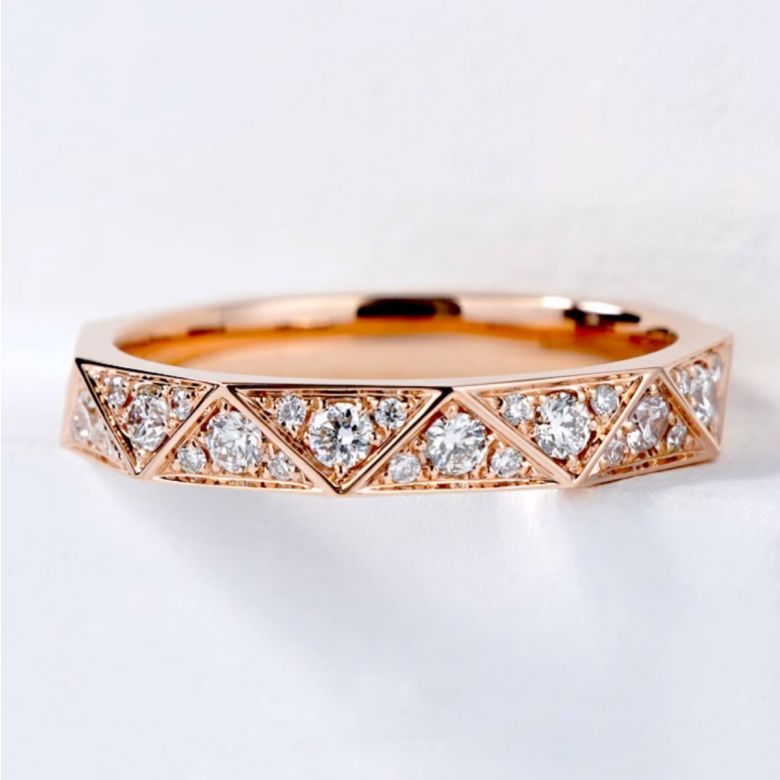 Fede nuziale Triangulaire Oro Rosa 18 carati Diamanti | Gemperles - 2