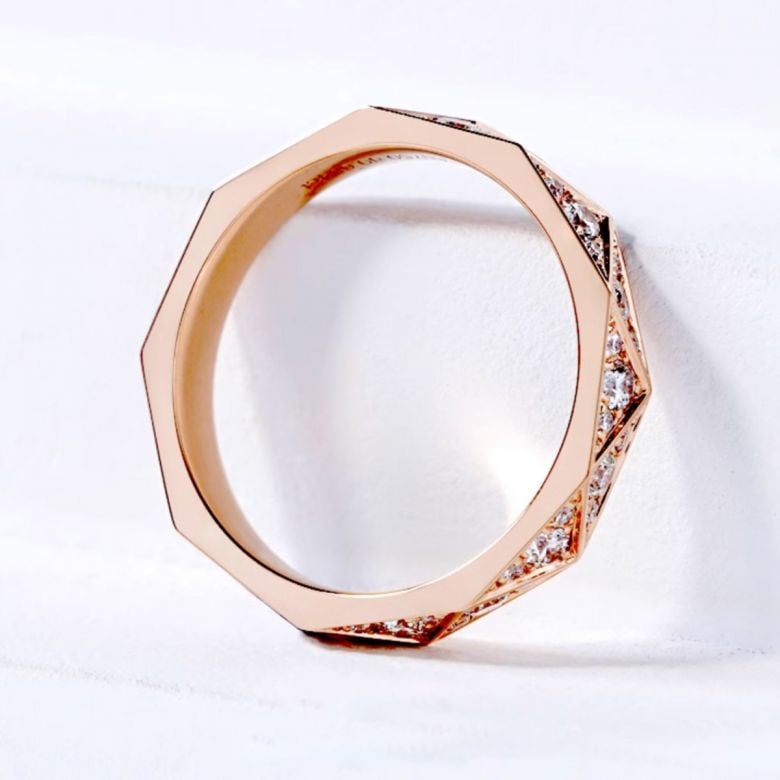 Fede nuziale Triangulaire Oro Rosa 18 carati Diamanti | Gemperles - 3