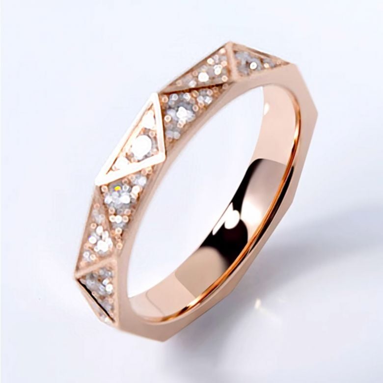 Fede nuziale Triangulaire Oro Rosa 18 carati Diamanti | Gemperles - 4