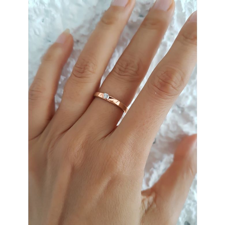 Fede Nuziale Classica Cicely - Oro Rosa e Diamante - 2
