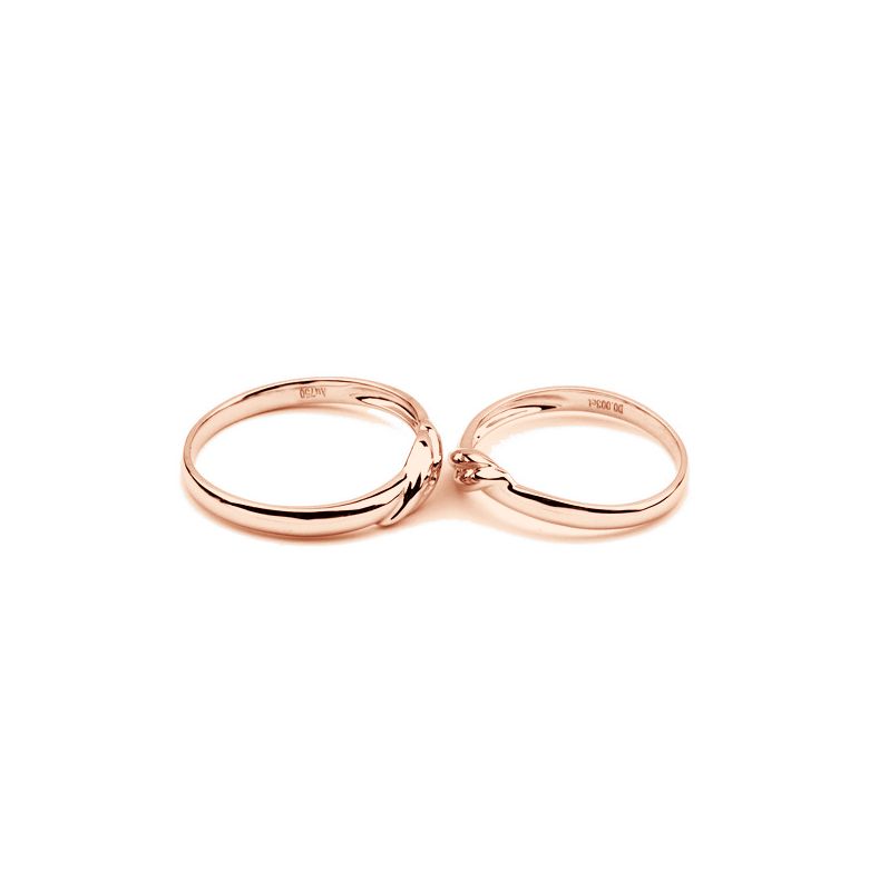Fede Nuziale per Donna Merry - Oro Rosa e Diamante Solitario - 4
