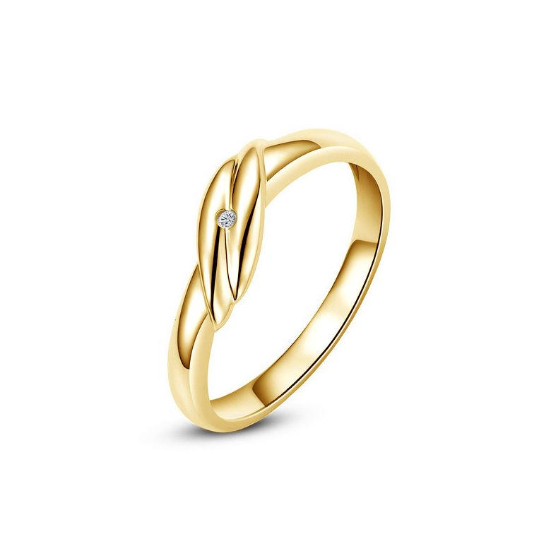 Fede Nuziale per Donna Merry - Oro Giallo e Diamante Solitario - 2