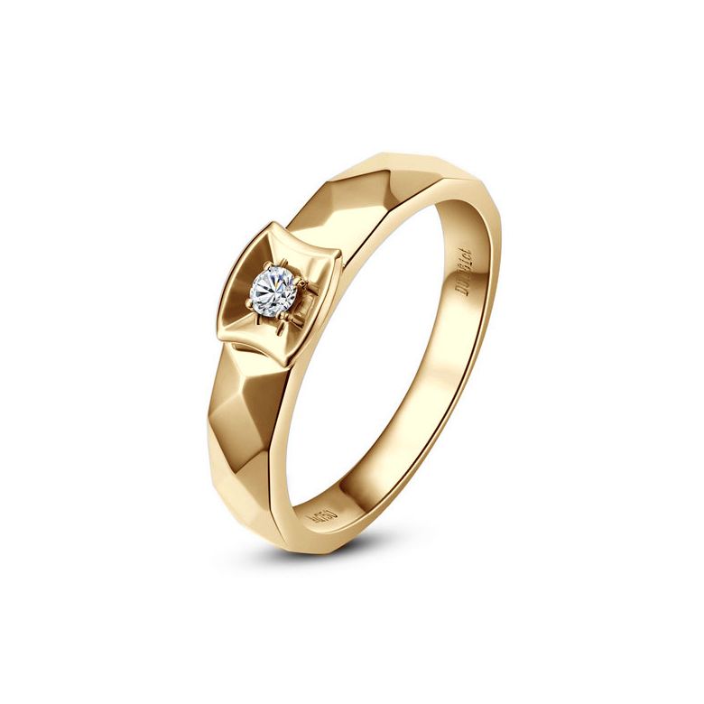 Fede nuziale Uomo. Oro giallo e Diamante solitario | Jules - 1