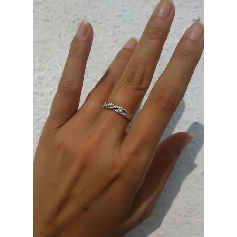 Fede Nuziale da Donna Monika - Oro Bianco e Diamanti - 3