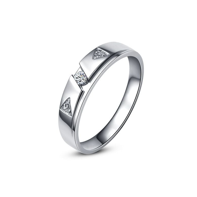 Fede Nuziale da Uomo Holden - Oro Bianco e Diamanti - 1
