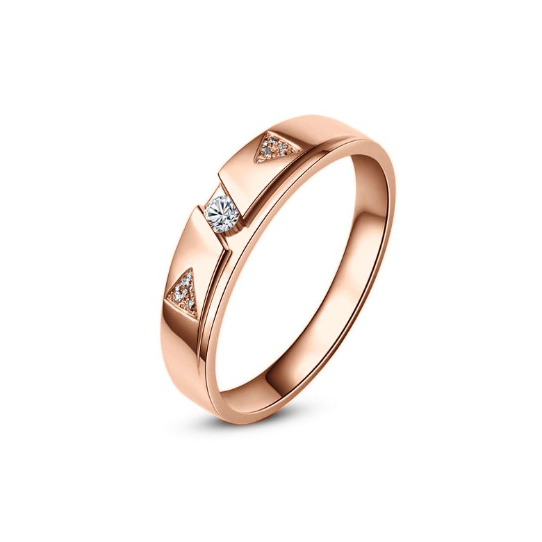 Fede Nuziale da Uomo Holden - Oro Rosa e Diamanti - 1