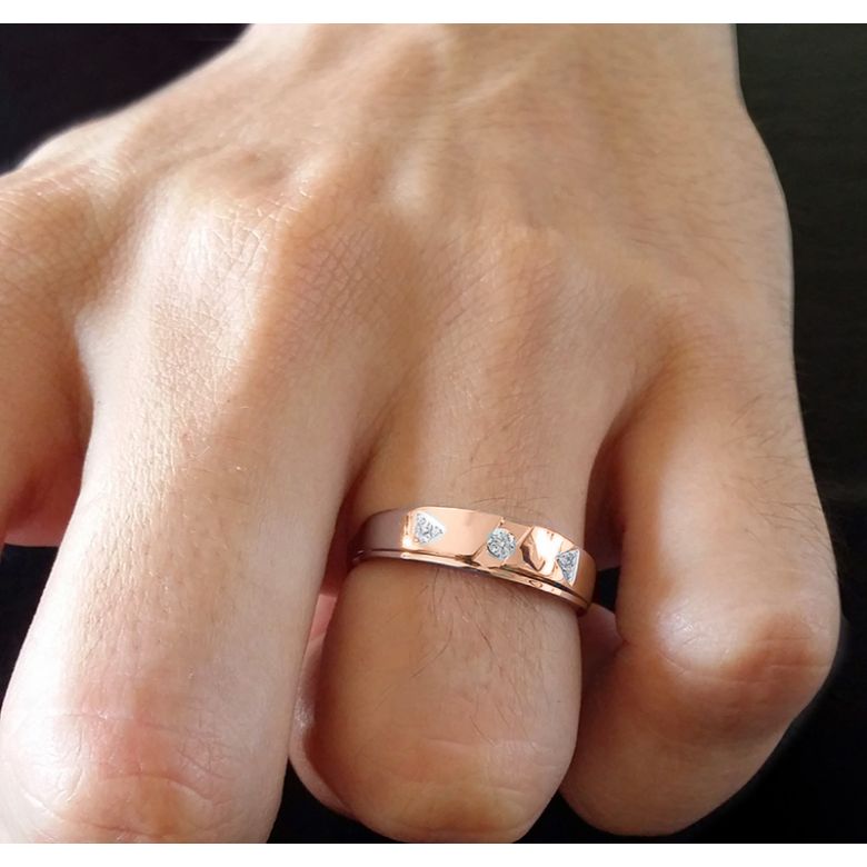Fede Nuziale da Uomo Holden - Oro Rosa e Diamanti - 2