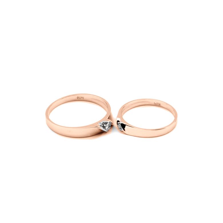 Fede Nuziale Graham per Uomo - Oro Rosa e Diamante Solitario - 3
