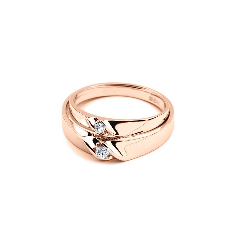 Fede Nuziale Graham per Uomo - Oro Rosa e Diamante Solitario - 7