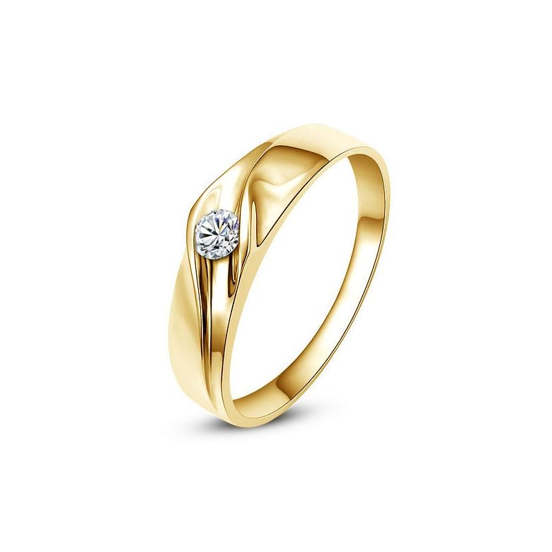 Fede Nuziale da Donna Lindsey - Oro Giallo e Diamante - 1