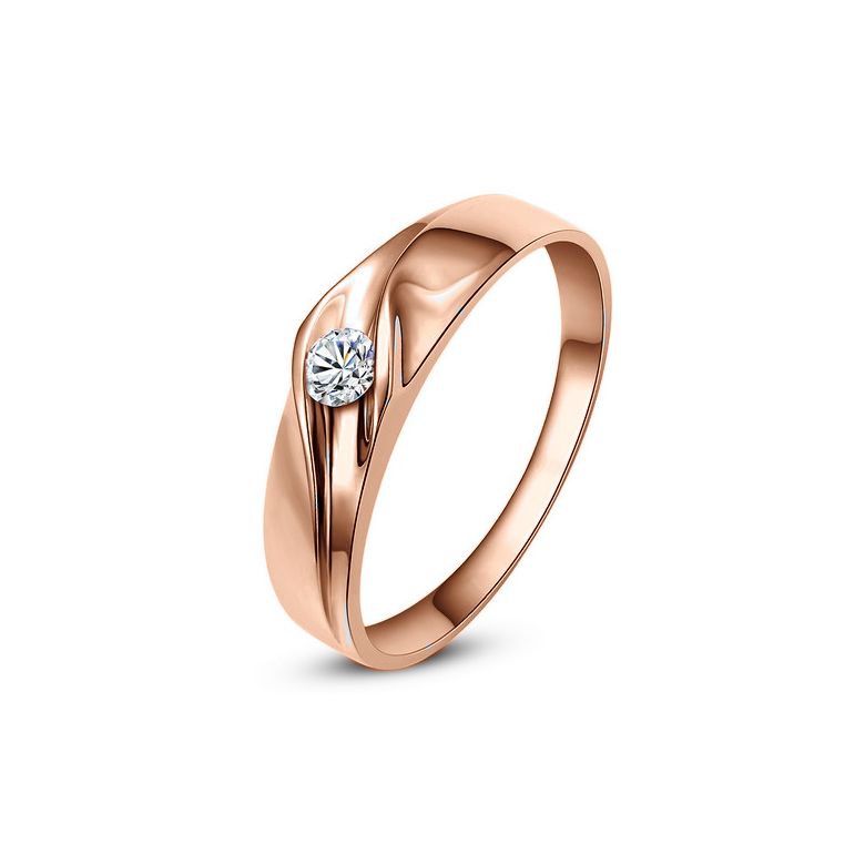 Fede Nuziale da Uomo Distel - Oro Rosa e Diamante - 1