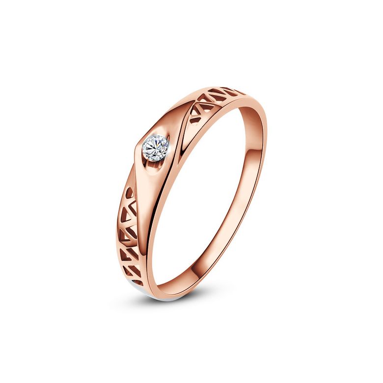 Fede Nuziale Donna Eileen - Oro Rosa 18kt e Diamanti VS/G - 1