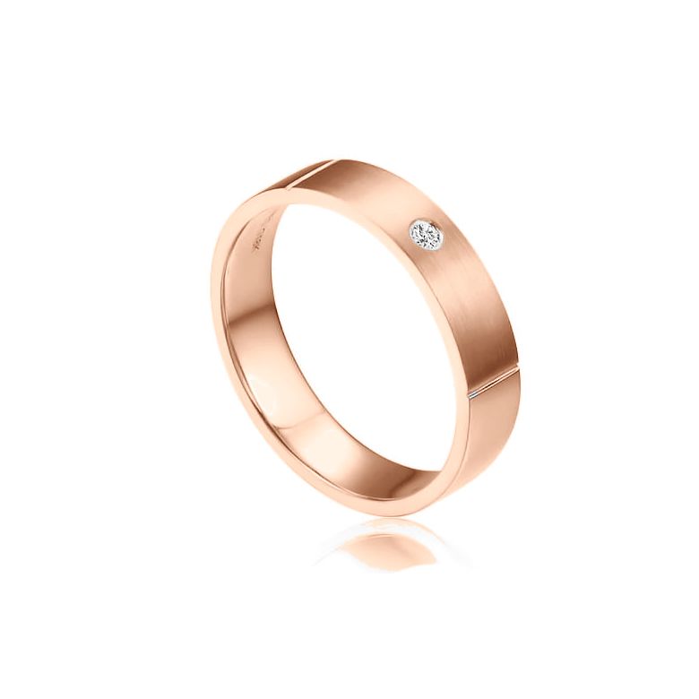 Fede Nuziale Hare - Anello Uomo Oro Rosa Lucido/Spazzolato - 1