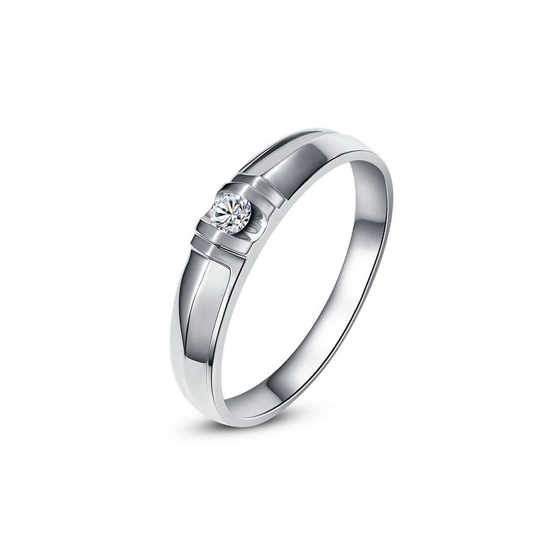 Fede Nuziale da Uomo Schubert - Oro Bianco e Diamante - 1