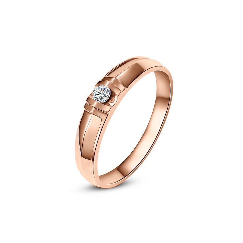 Fede Nuziale da Uomo Schubert - Oro Rosa e Diamante - 1