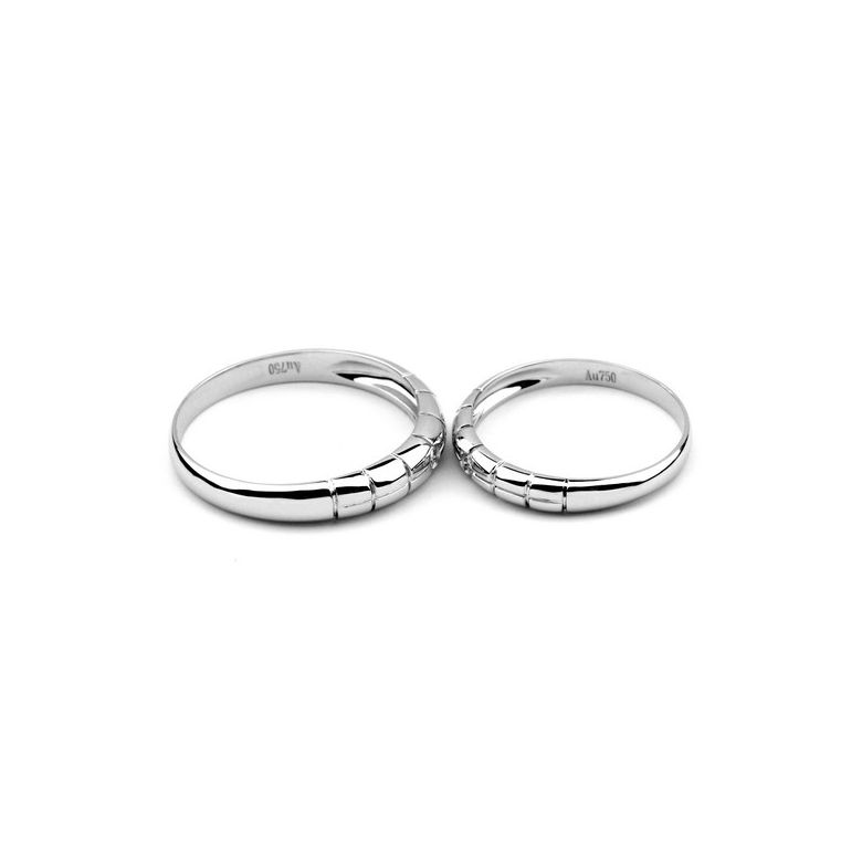 Fede Nuziale per Donna Alana - Oro Bianco e Diamante Solitario - 3