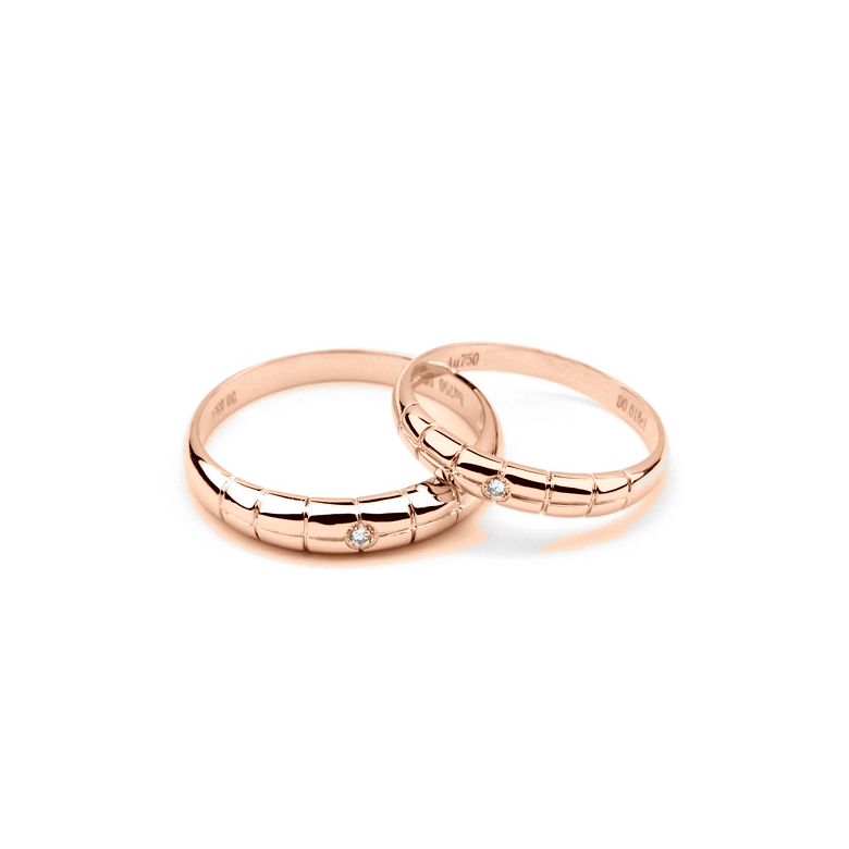 Fede Nuziale per Uomo Spencer - Oro Rosa e Diamante Solitario - 3