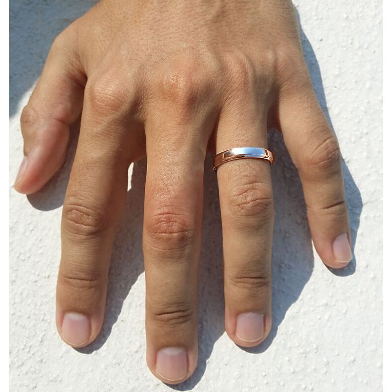Fede Nuziale da Uomo Adam - Oro Rosa 18kt e Diamante - 3